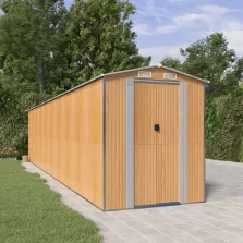   vidaXL világosbarna horganyzott acél kerti fészer 192x855x223 cm