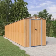   vidaXL világosbarna horganyzott acél kerti fészer 192x938x223 cm