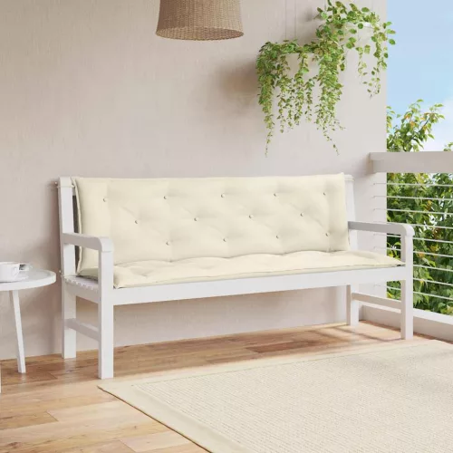 vidaXL krémfehér oxford szövet kerti padpárna 150 x (50+50) x 7 cm