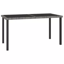  vidaXL szürke polyrattan kerti étkezőasztal 140 x 70 x 73 cm