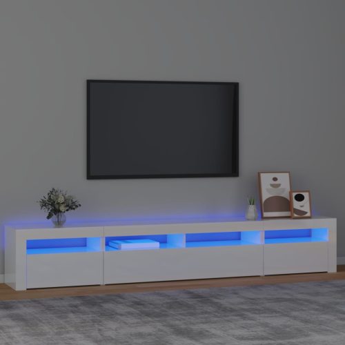 vidaXL magasfényű fehér TV-szekrény LED lámpákkal 240 x 35 x 40 cm