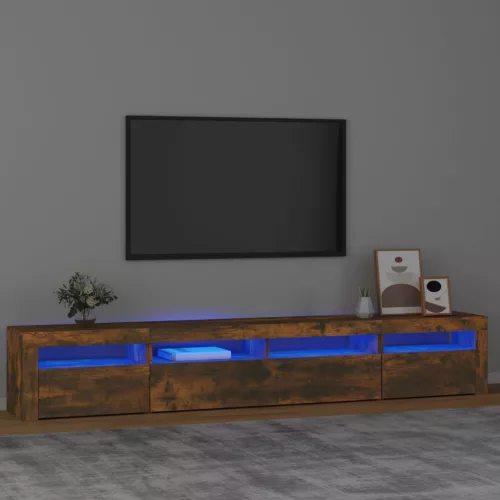 vidaXL füstös tölgy színű TV-szekrény LED-lámpákkal 240x35x40 cm