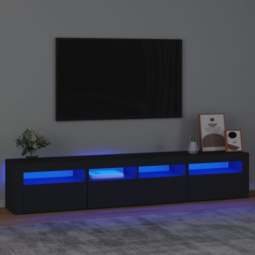 vidaXL fekete TV-szekrény LED-világítással 210x35x40 cm