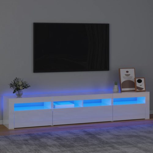 vidaXL magasfényű fehér TV-szekrény LED lámpákkal 210x35x40 cm