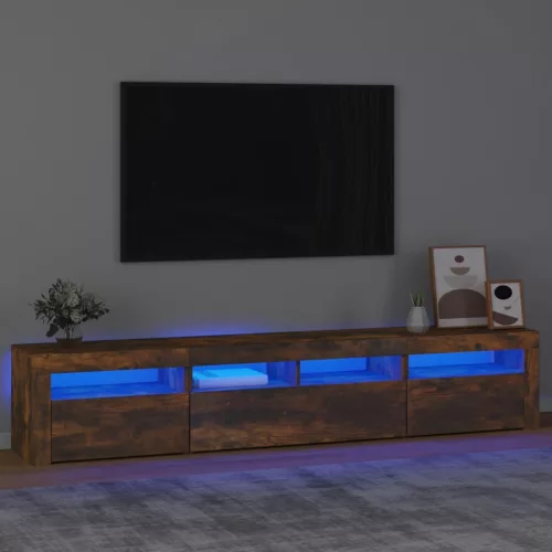 vidaXL füstös tölgy színű TV-szekrény LED-világítással 210x35x40 cm