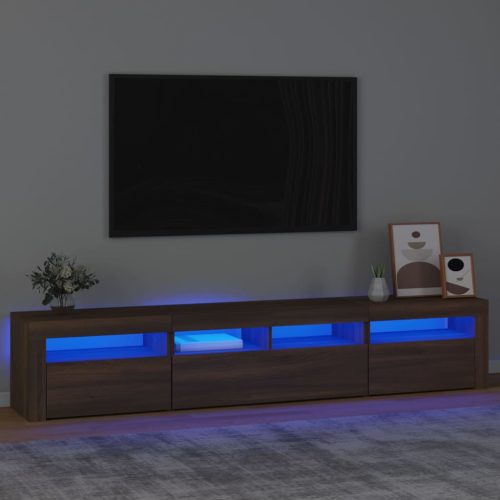 vidaXL barna tölgy színű TV-szekrény LED-lámpákkal 210x35x40 cm