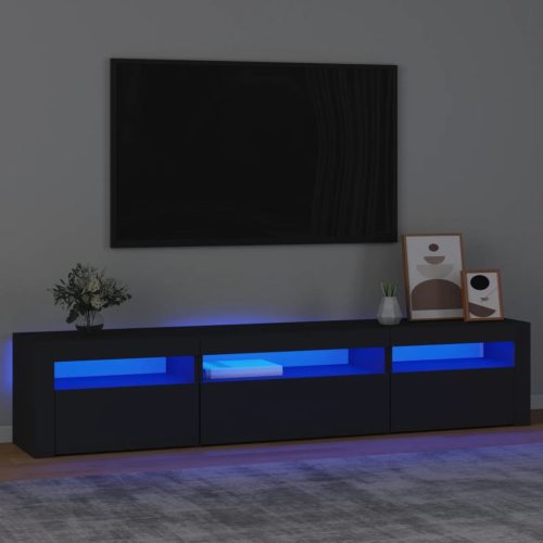 vidaXL fekete TV-szekrény LED-világítással 195x35x40 cm