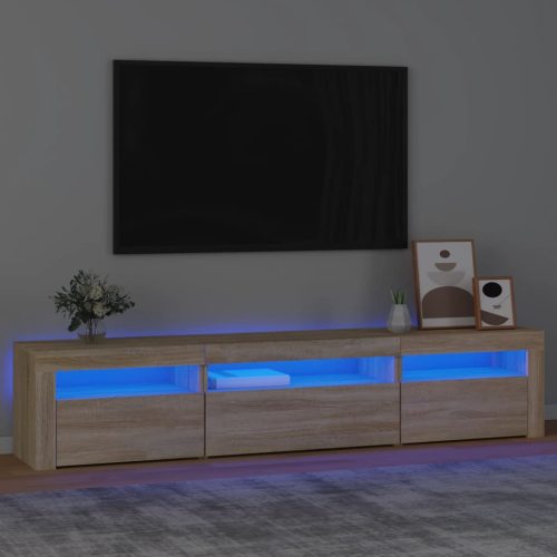 vidaXL sonoma-tölgy színű TV-szekrény LED-lámpákkal 195x35x40 cm