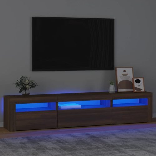 vidaXL barna tölgy színű TV-szekrény LED-lámpákkal 195x35x40 cm