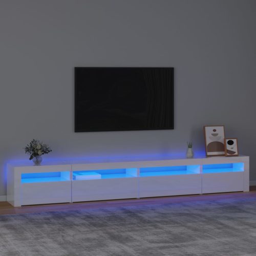 vidaXL magasfényű fehér TV-szekrény LED lámpákkal 270x35x40 cm