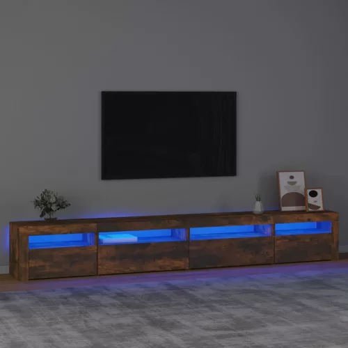 vidaXL füstös tölgy színű TV-szekrény LED-világítással 270x35x40 cm
