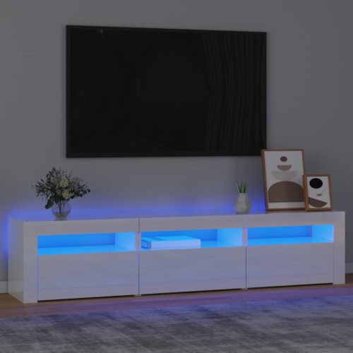 vidaXL magasfényű fehér TV-szekrény LED lámpákkal 180x35x40 cm