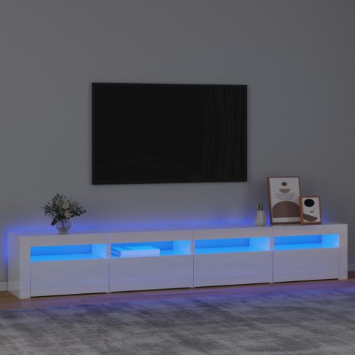 vidaXL magasfényű fehér TV-szekrény LED lámpákkal 240 x 35 x 40 cm