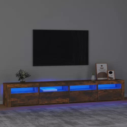 vidaXL füstös tölgy színű TV-szekrény LED-lámpákkal 240x35x40 cm
