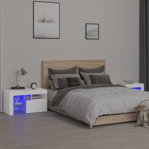 vidaXL 2 db fehér színű LED-lámpás éjjeliszekrény 70x36,5x40 cm