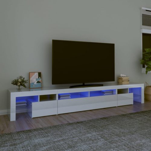 vidaXL magasfényű fehér TV-szekrény LED lámpákkal 260x36,5x40 cm