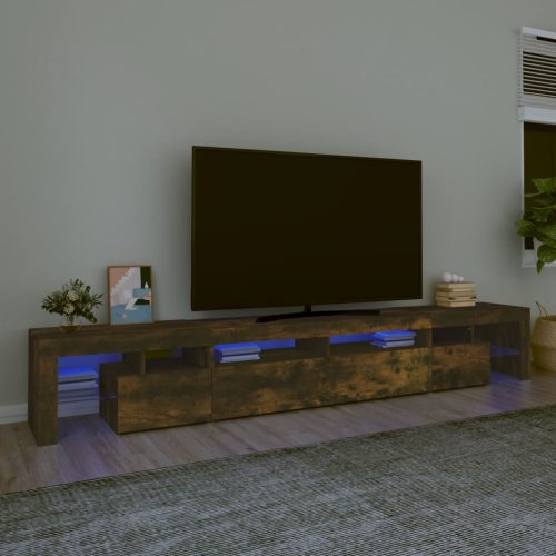 vidaXL füstös tölgyszínű TV-szekrény LED-világítással 260x36,5x40 cm