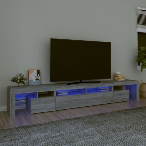 vidaXL szürke sonoma színű TV-szekrény LED-lámpákkal 260x36,5x40 cm