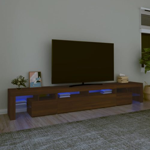 vidaXL barna tölgy színű TV-szekrény LED-lámpákkal 260x36,5x40 cm