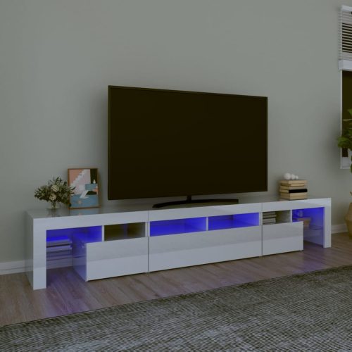 vidaXL magasfényű fehér TV-szekrény LED lámpákkal 230x36,5x40 cm