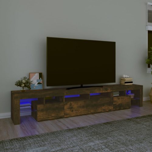 vidaXL füstös tölgyszínű TV-szekrény LED-világítással 230x36,5x40 cm