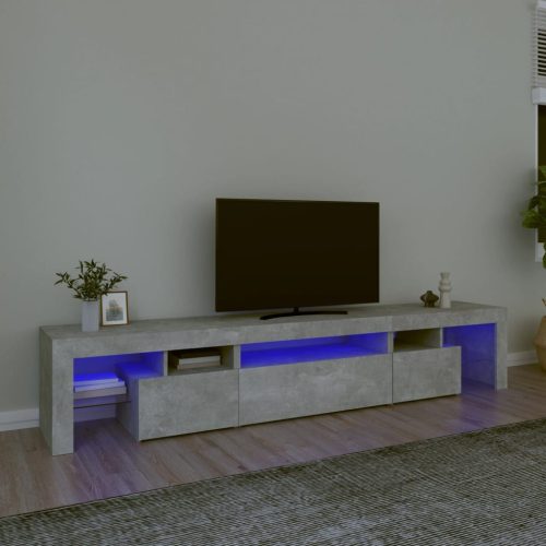 vidaXL betonszürke TV-szekrény LED lámpákkal 215x36,5x40 cm