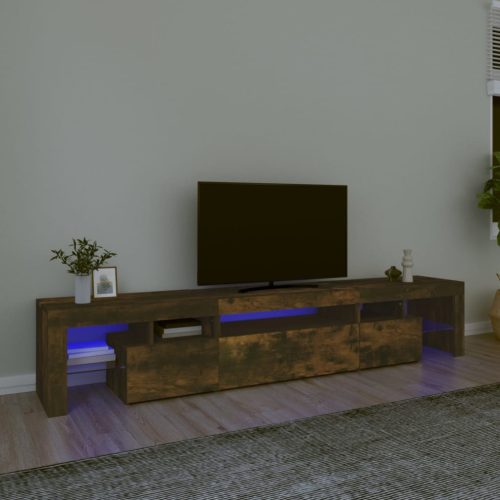 vidaXL füstös tölgyszínű TV-szekrény LED-világítással 215x36,5x40 cm