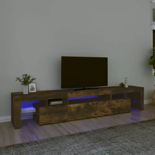 vidaXL füstös tölgy színű TV-szekrény LED-világítással 215x36,5x40 cm