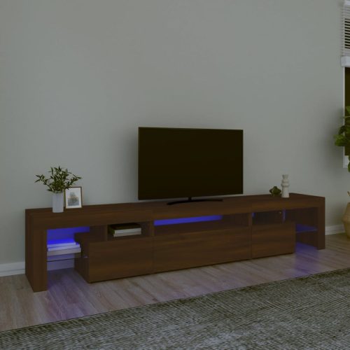 vidaXL barna tölgy színű TV-szekrény LED-lámpákkal 215x36,5x40 cm