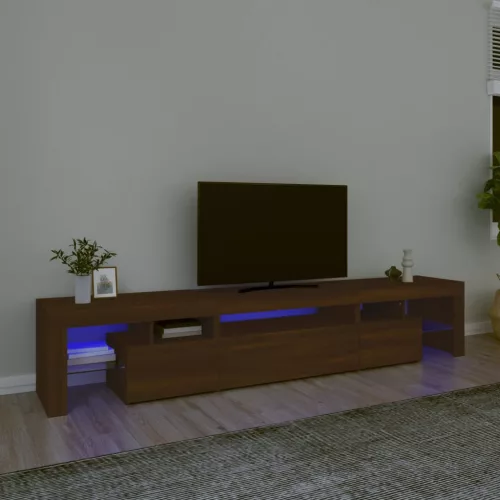 vidaXL barna tölgy színű TV-szekrény LED-lámpákkal 215x36,5x40 cm