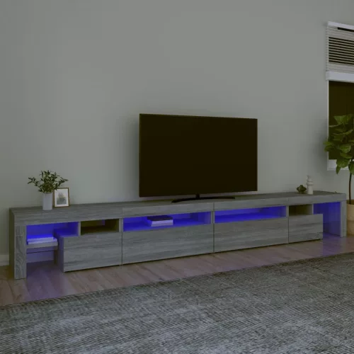 vidaXL szürke sonoma tölgy színű TV-szekrény LED-ekkel 290x36,5x40 cm