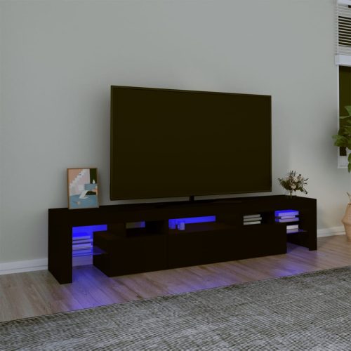 vidaXL fekete TV-szekrény LED-világítással 200x36,5x40 cm