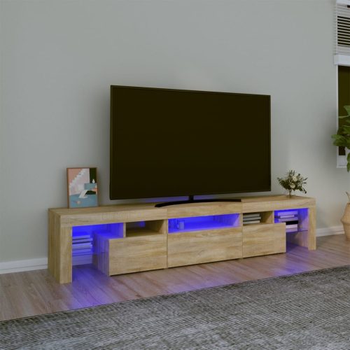 vidaXL sonoma tölgy színű TV-szekrény LED-lámpákkal 200x36,5x40 cm