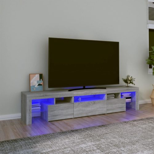 vidaXL szürke sonoma színű TV-szekrény LED-lámpákkal 200x36,5x40 cm