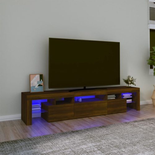 vidaXL barna tölgyszínű TV-szekrény LED-lámpákkal 200x36,5x40 cm