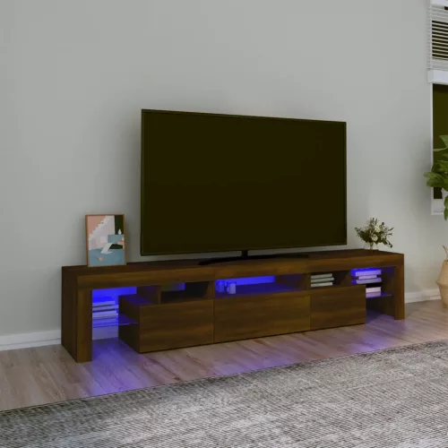 vidaXL barna tölgy színű TV-szekrény LED-lámpákkal 200x36,5x40 cm