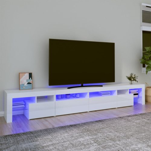 vidaXL magasfényű fehér TV-szekrény LED lámpákkal 260x36,5x40 cm