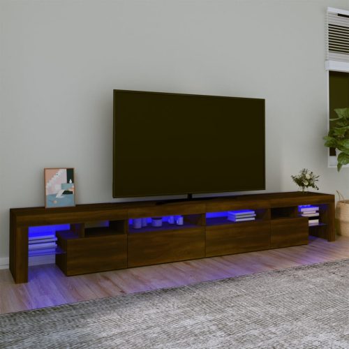 vidaXL barna tölgy színű TV-szekrény LED-lámpákkal 260x36,5x40 cm