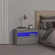   vidaXL szürke sonoma színű éjjeliszekrény LED világítással 60x35x40 cm