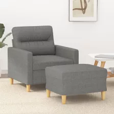   vidaXL sötétszürke szövet kanapéfotel lábtartóval 60 cm