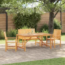   vidaXL Kert étkező szett 4 pcs Barna 150 x 90 x 74 cm tömör akácfa
