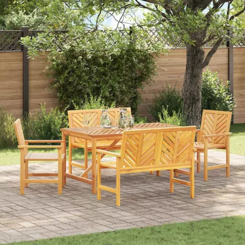 vidaXL Kert étkező szett 5 pcs Barna 150 x 90 x 74 cm tömör akácfa
