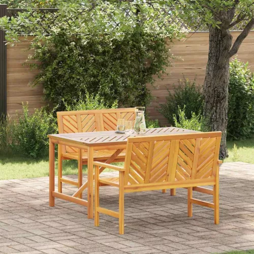 vidaXL Kert étkező szett 3 pcs Barna 150 x 90 x 74 cm tömör akácfa