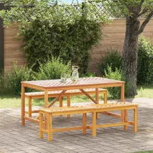   vidaXL Kert étkező szett 3 pcs Barna 150 x 90 x 74 cm tömör akácfa