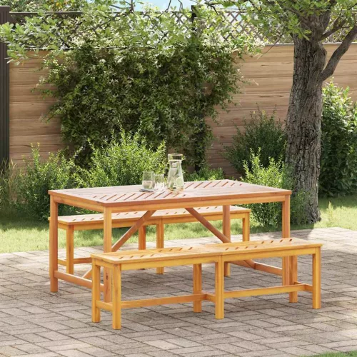 vidaXL Kert étkező szett 3 pcs Barna 150 x 90 x 74 cm tömör akácfa
