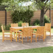   vidaXL Kert étkező szett 7 pcs Barna 200 x 90 x 74 cm tömör akácfa