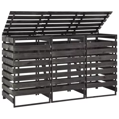 vidaXL festett tömör fenyőfa tripla kerekeskuka-tároló 210x75x121 cm