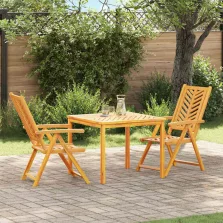   vidaXL Kert étkező szett 3 pcs Barna 90 x 90 x 74 cm tömör akácfa