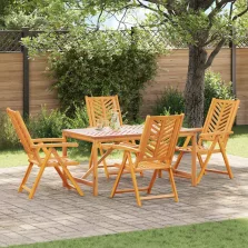   vidaXL Kert étkező szett 5 pcs Barna 150 x 90 x 74 cm tömör akácfa
