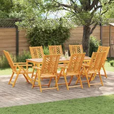   vidaXL Kert étkező szett 9 pcs Barna 200 x 90 x 74 cm tömör akácfa